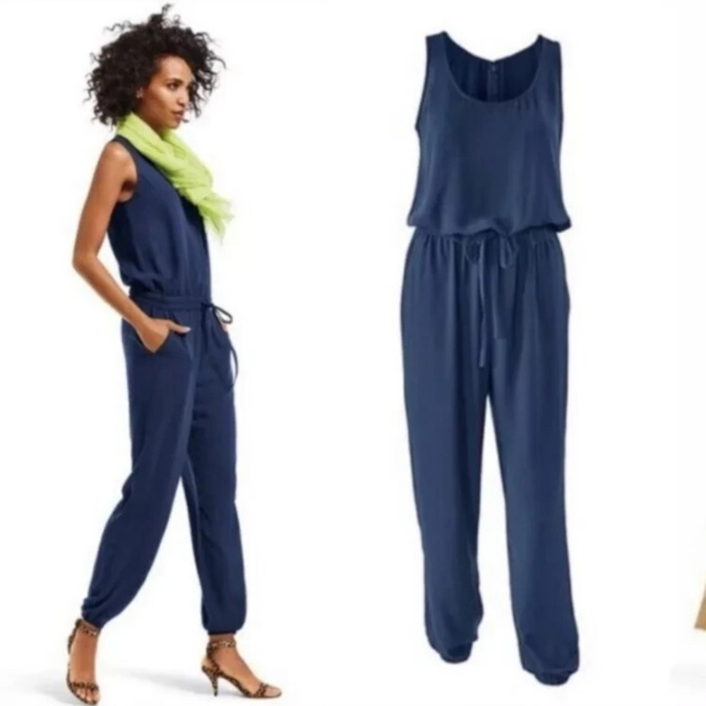 Twenty Jumpsuit with Elastic Waist and Tapered Leg in blue